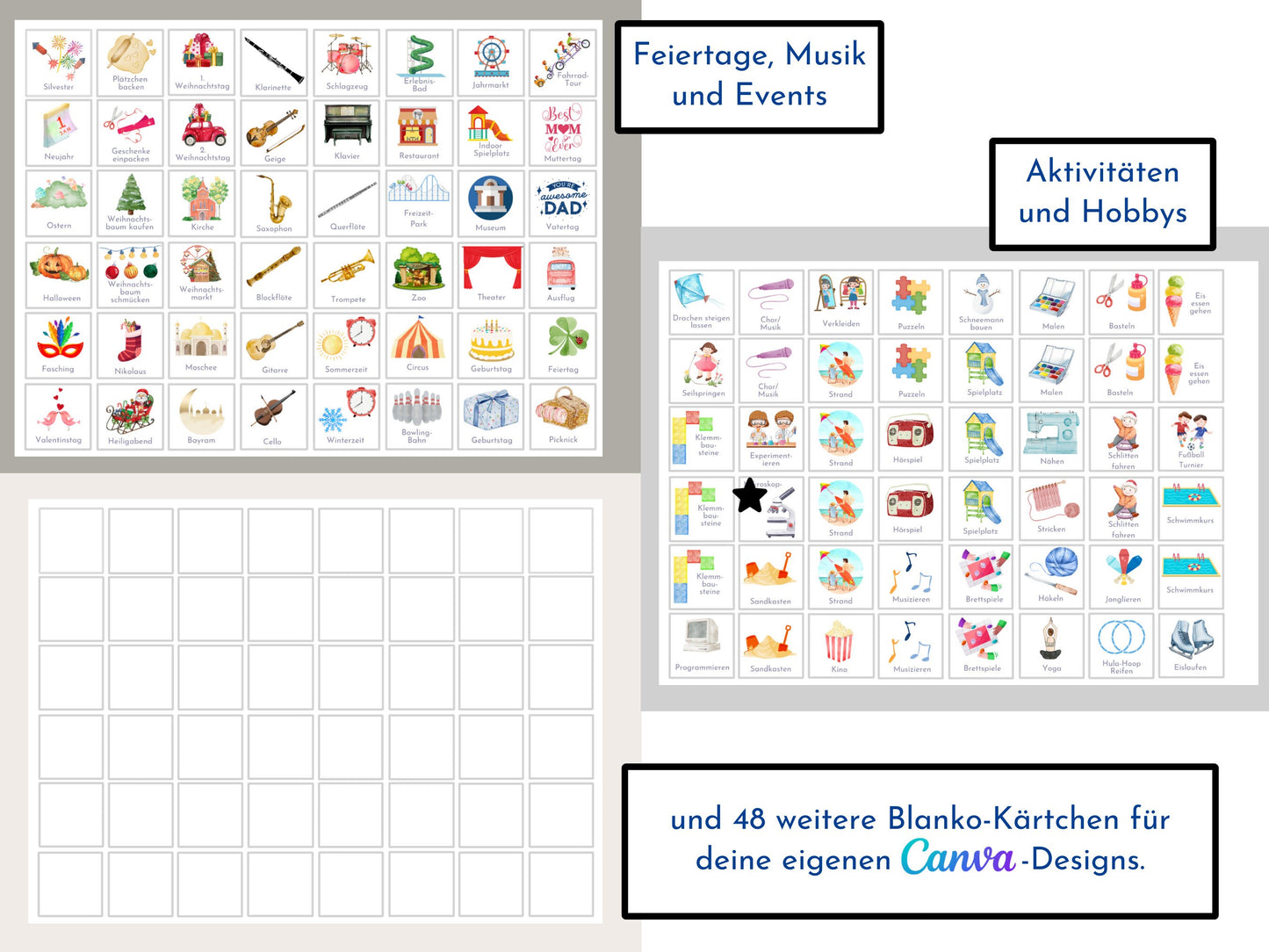 Wochenplan für Kinder mit 288 Routine Karten, personalisierbar, PDF Sofort-Download, Geburtstag Geschenk Canva Vorlage "Autos und Laster"