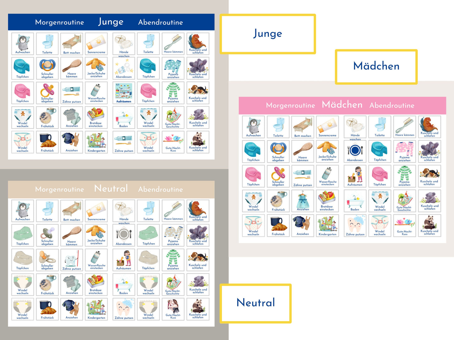 Personalisierte Morgenroutine und Abendroutine "Ballett", Sofort-Download, 60 Routinekarten, Montessori Routineplan von Familie Nordstern