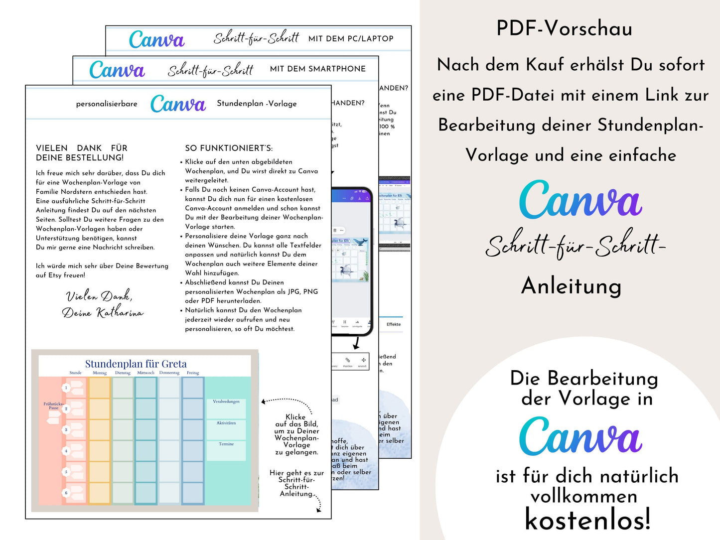 Stundenplan für die Grundschule für Kinder, 70 Schulfachkarten zum Ausdrucken, Sofort-Download "Regenbogen"