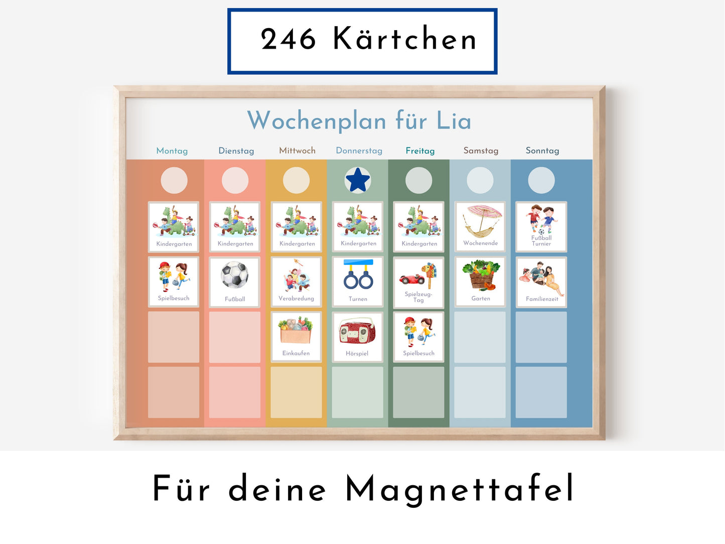Personalisierter Wochenplan "Himmel und Erde" für Kinder und Teenager, 246 Routine Karten, Tagesplan mit 40-80 Magneten, Routineplan