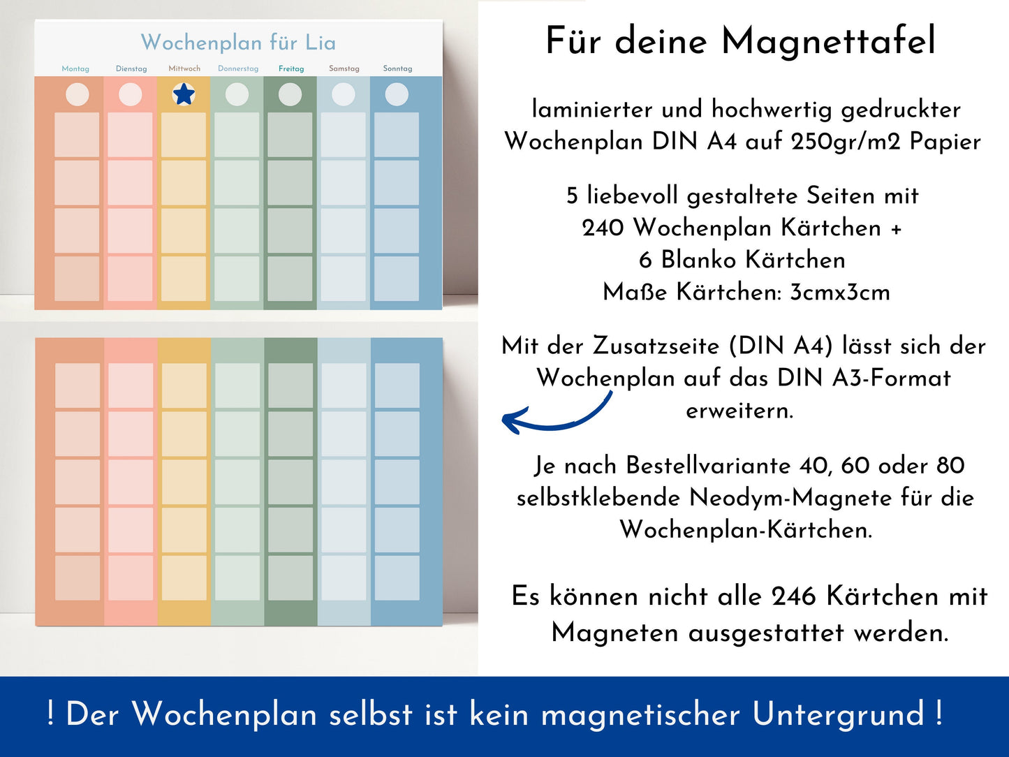 Personalisierter Wochenplan "Himmel und Erde" für Kinder und Teenager, 246 Routine Karten, Tagesplan mit 40-80 Magneten, Routineplan