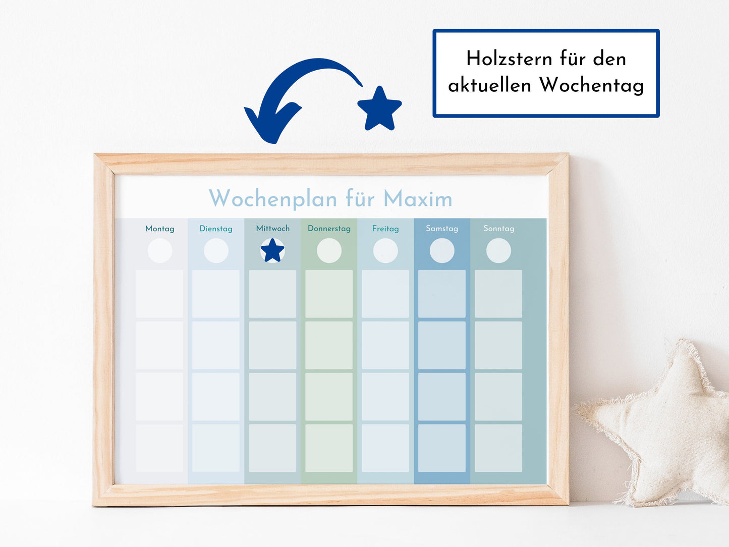 Wochenplan "Ozean" mit 246 Routine Wochenkarten, personalisiert, laminiert, magnetisch, Routineplan für Kinder in Kita und Schule