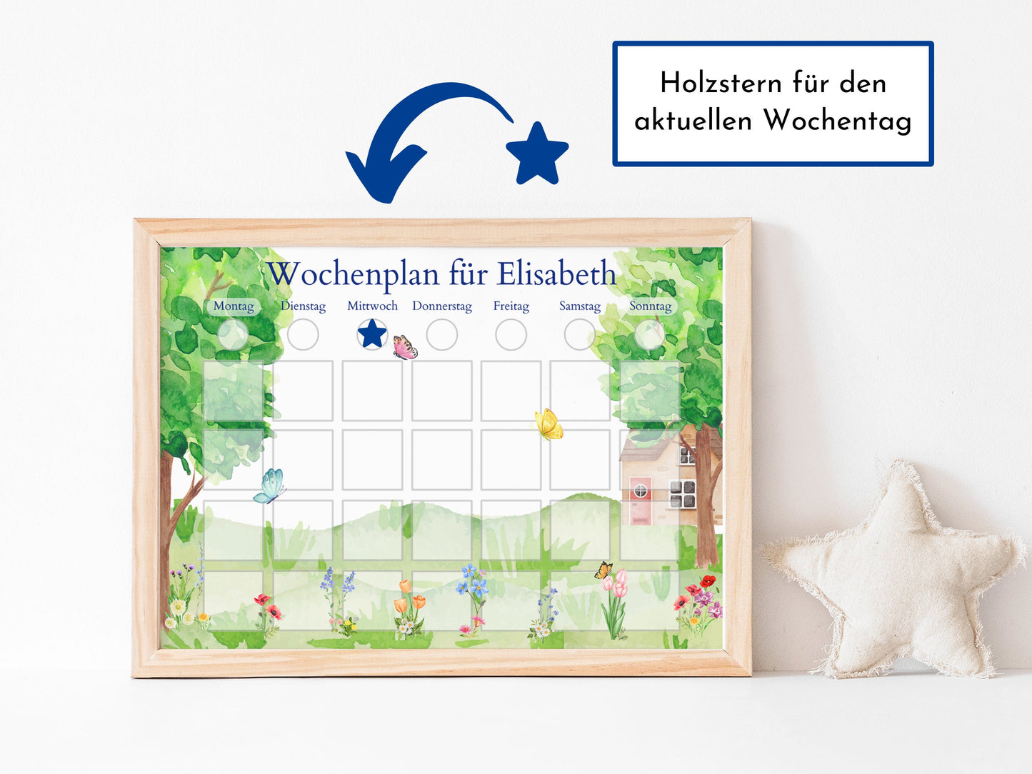 Wochenplan "Wiese" personalisiert für Kinder, 246 Routine Karten, laminiert, optional magnetisch, Routineplan mit Bildkarten nach Montessori
