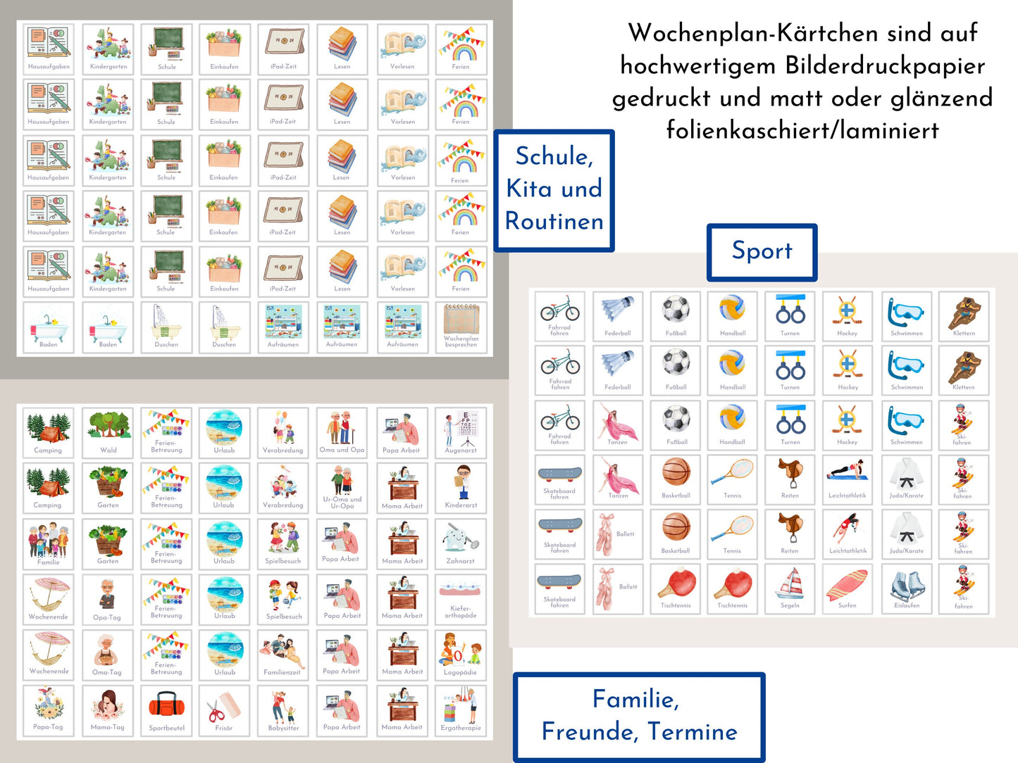 Personalisierter Wochenplan "Himmel und Erde" für Kinder und Teenager, 246 Routine Karten, Tagesplan mit 40-80 Magneten, Routineplan