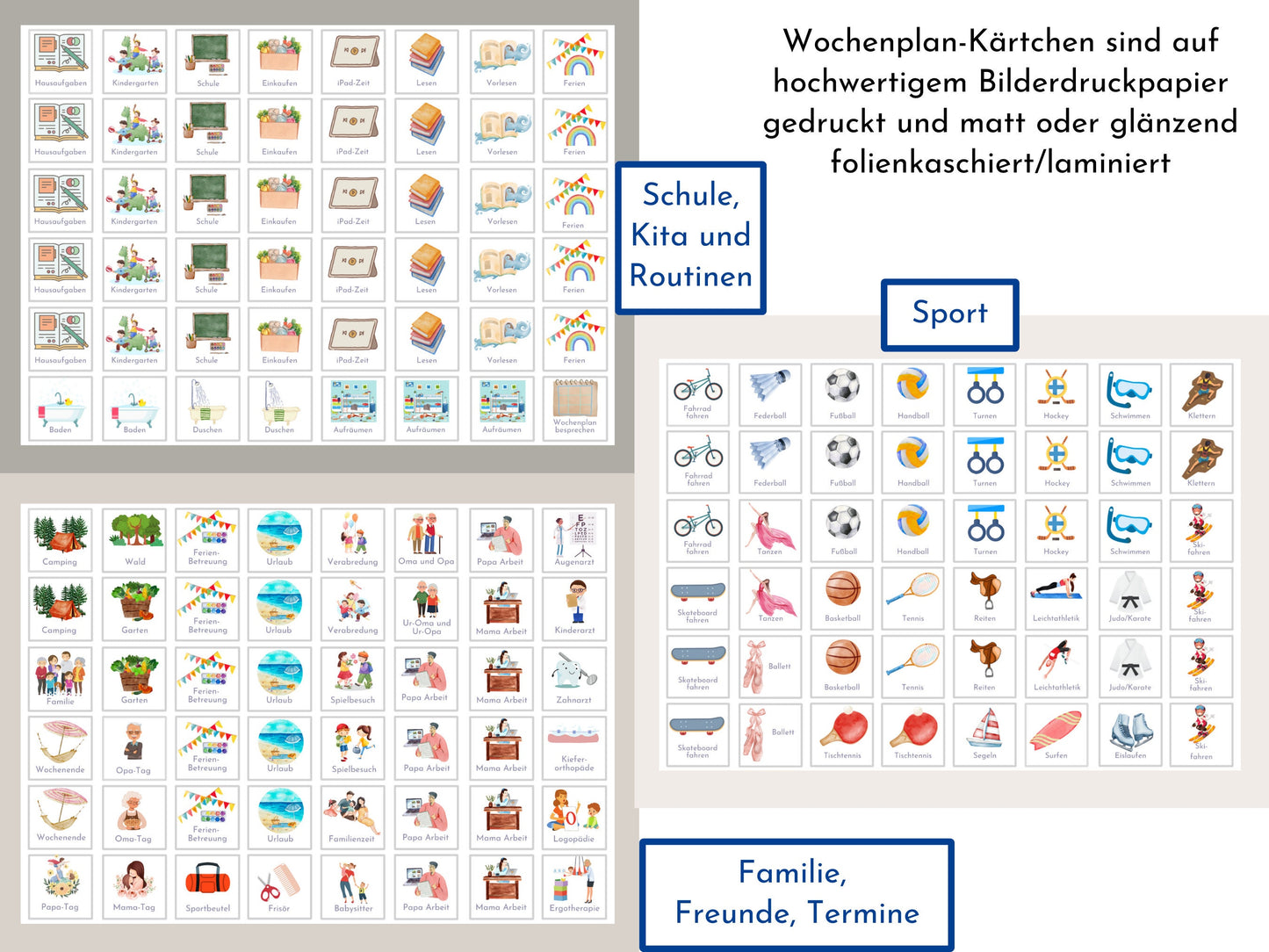 Personalisierter Wochenplan "Himmel und Erde" für Kinder und Teenager, 246 Routine Karten, Tagesplan mit 40-80 Magneten, Routineplan