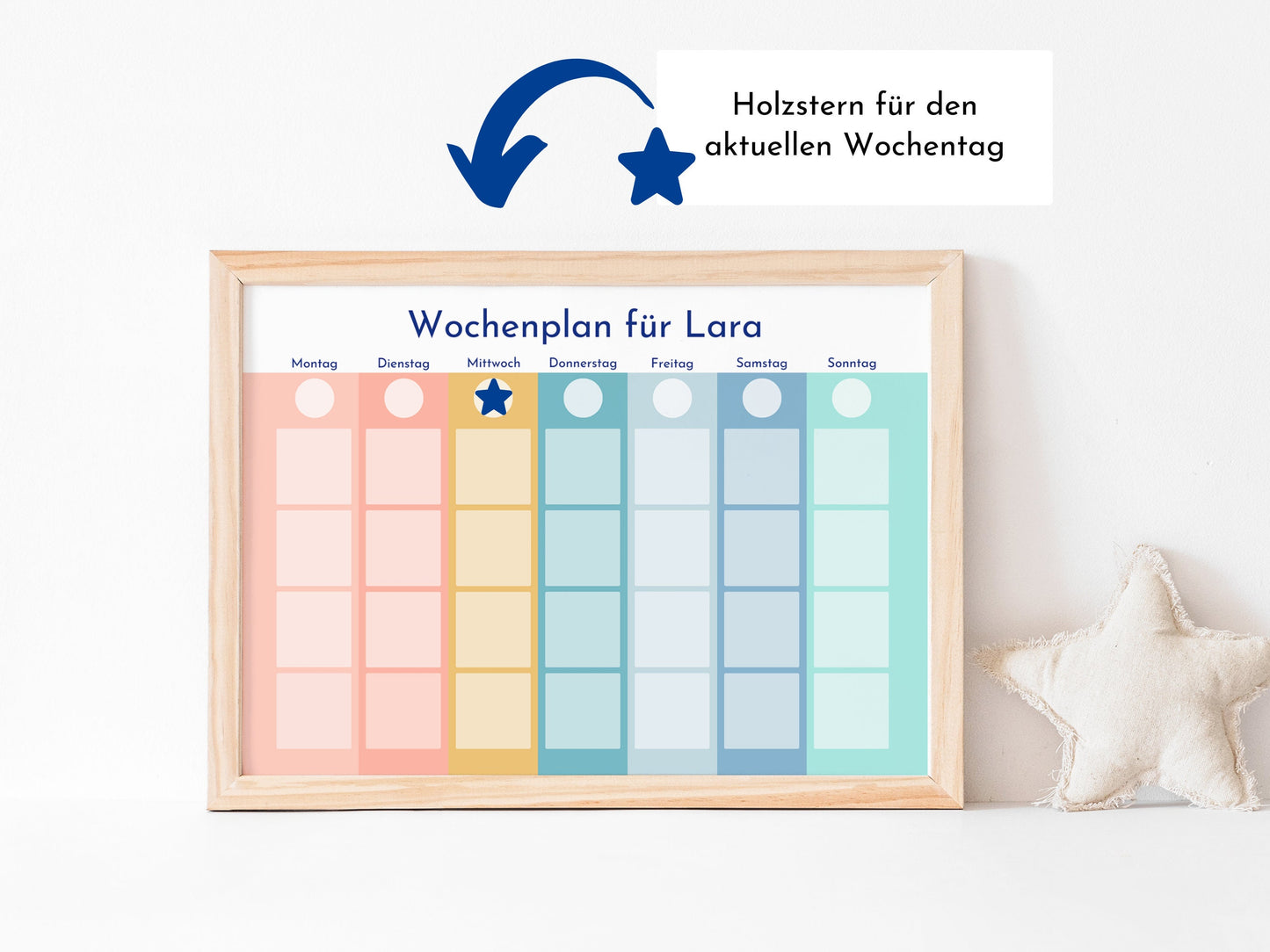 Magnetboard Wochenplan "Regenbogen" personalisiert für Kinder und Teenager, 246 Routine Karten, Neodym-Magnete, Montessori Routineplan