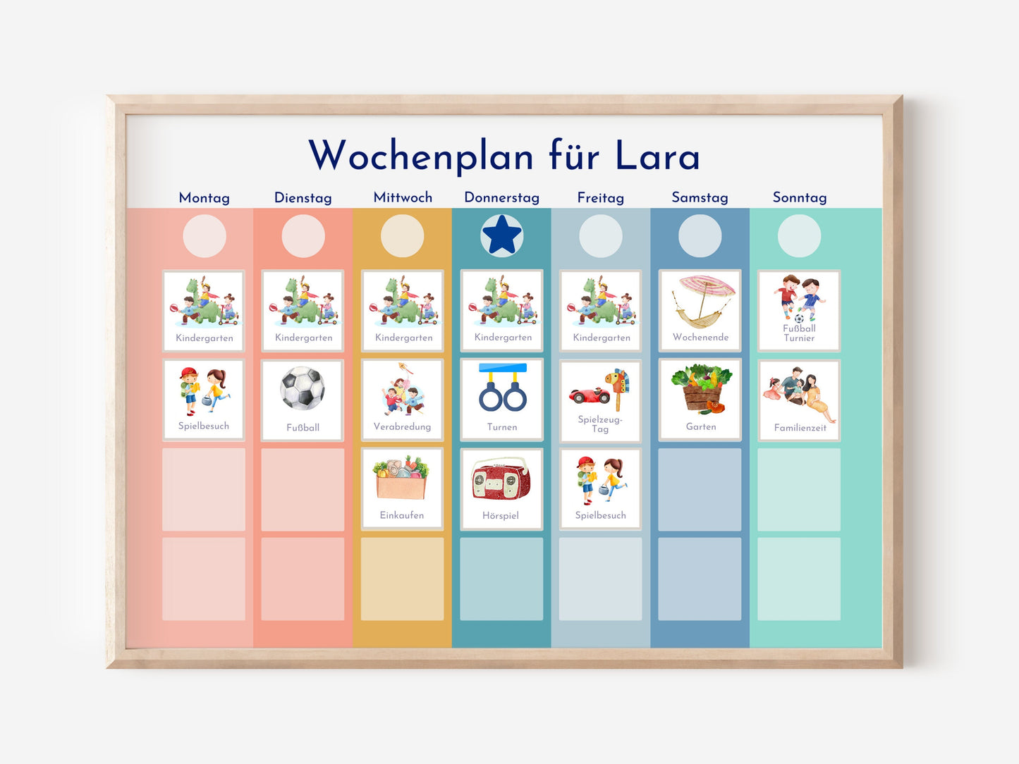 Magnetboard Wochenplan "Regenbogen" personalisiert für Kinder und Teenager, 246 Routine Karten, Neodym-Magnete, Montessori Routineplan
