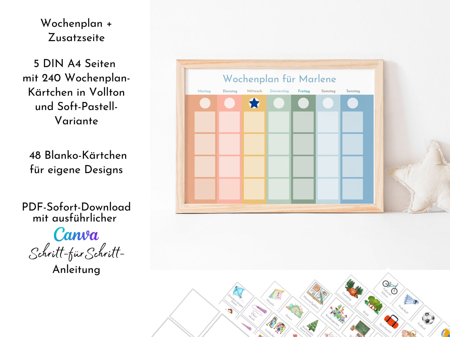 Personalisierter Wochenplan "Himmel und Erde" für Kinder und Jugendliche, 288 Routine Karten, Sofort-Download, Routineplan nach Montessori