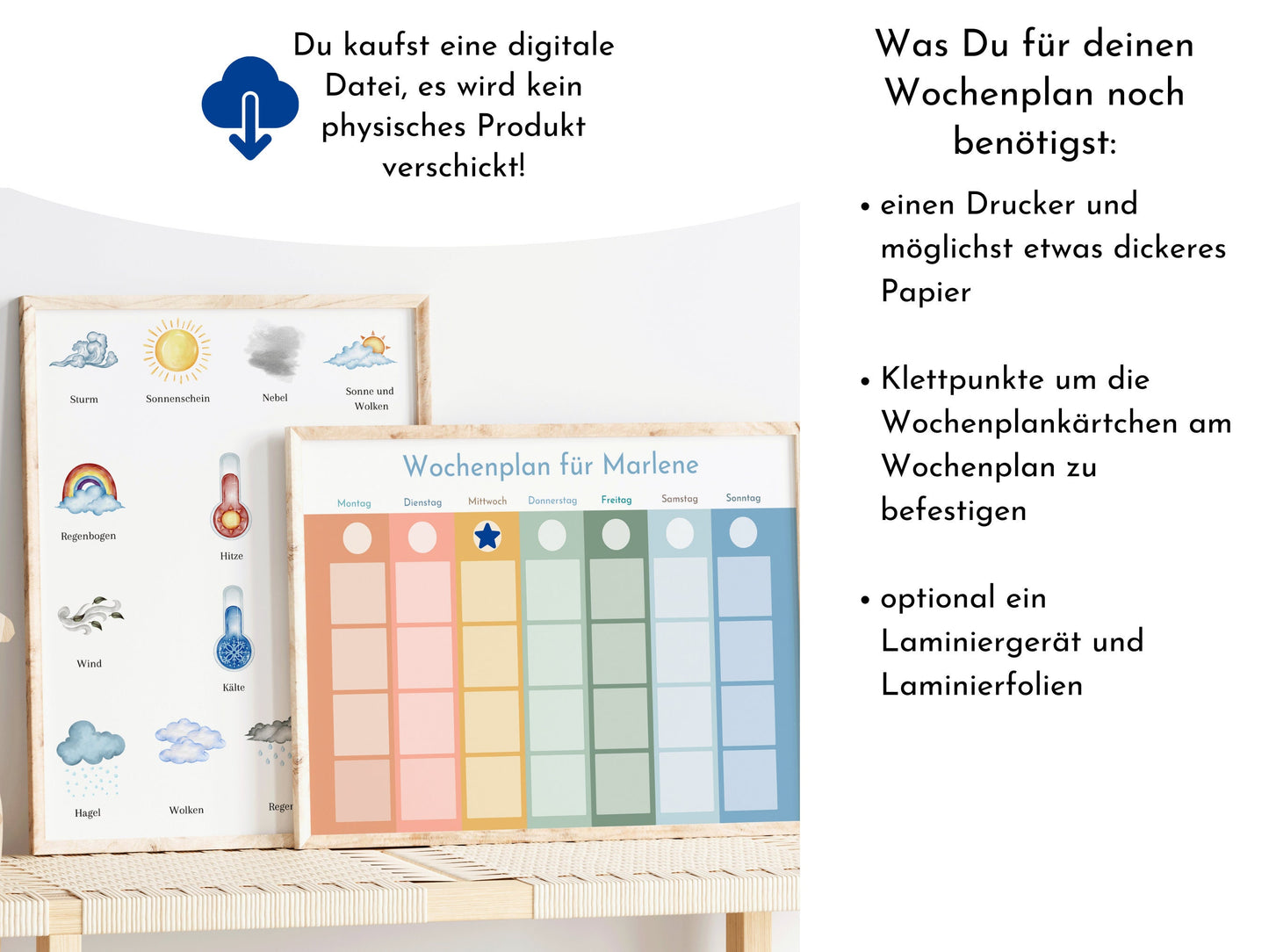 Personalisierter Wochenplan "Himmel und Erde" für Kinder und Jugendliche, 288 Routine Karten, Sofort-Download, Routineplan nach Montessori