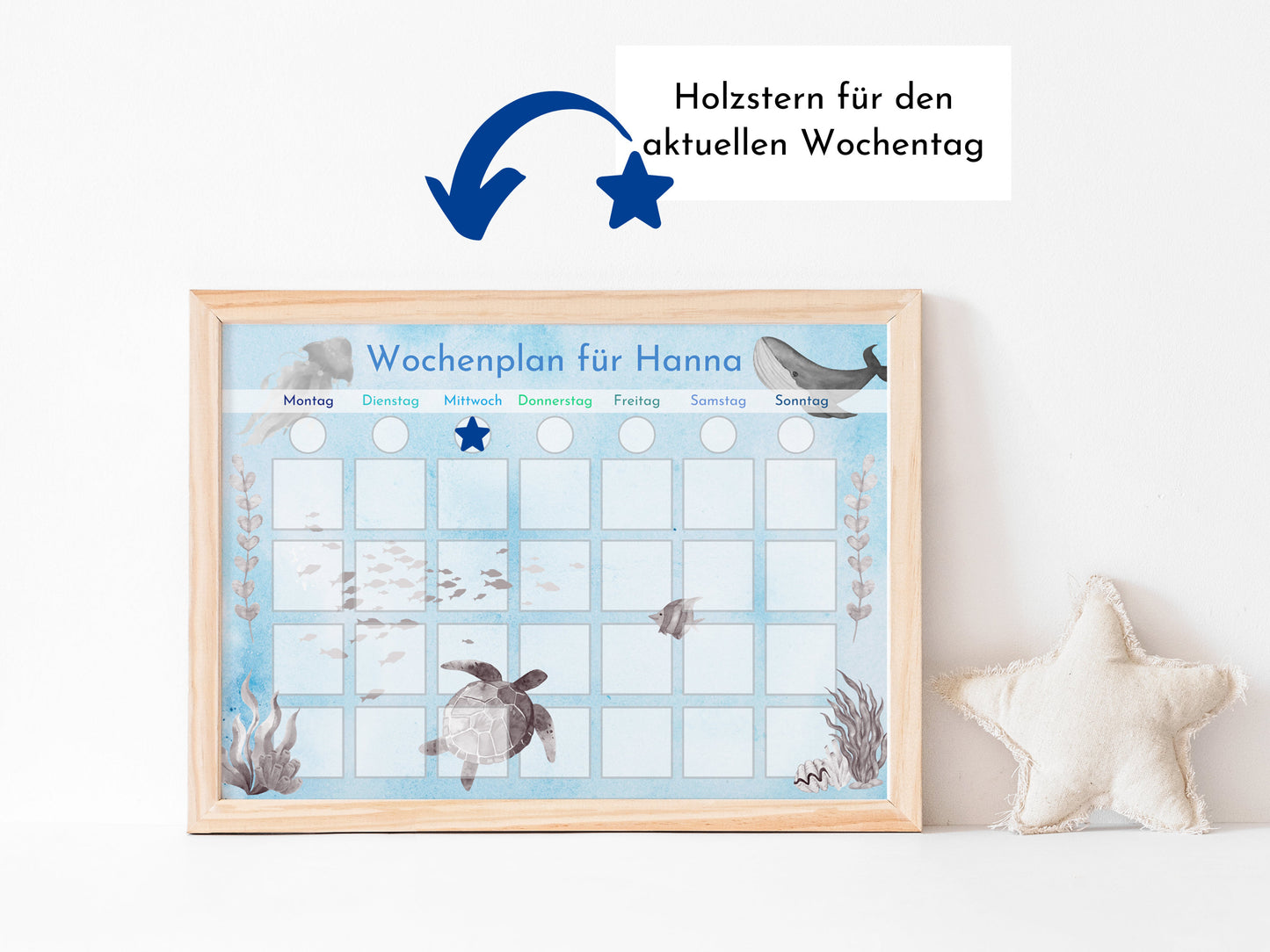 Personalisierter Wochenplan "Meer" für Kinder 246 Routine Karten, Klett, laminiert, magnetisch, Routineboard, Montessori Routineplan