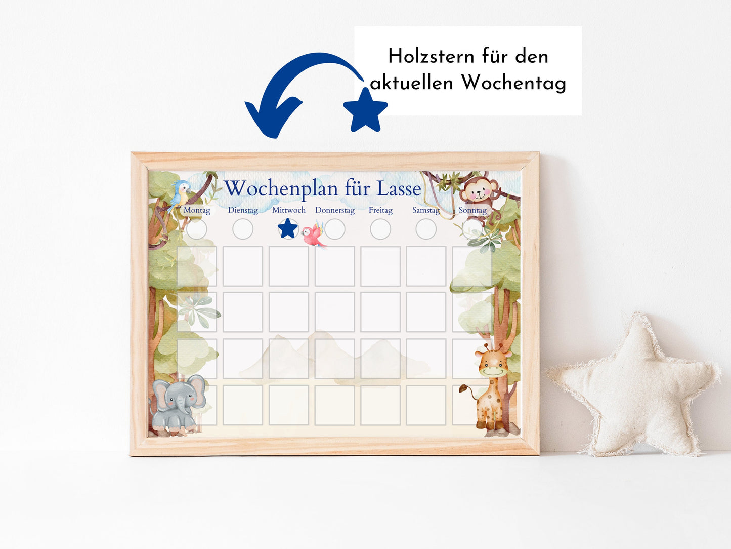 Personalisierter Wochenplan "Urwald" für Kinder mit 246 Routine Karten, laminiert magnetisch, Montessori Routineplan von Familie Nordstern