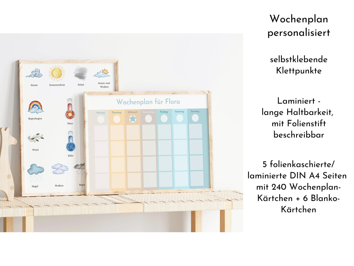 Wochenplan "Beach" mit Name personalisiert, 246 Routine Karten, magnetisch, Montessori Routineplan, Kinder u. Jugendliche, Familie Nordstern