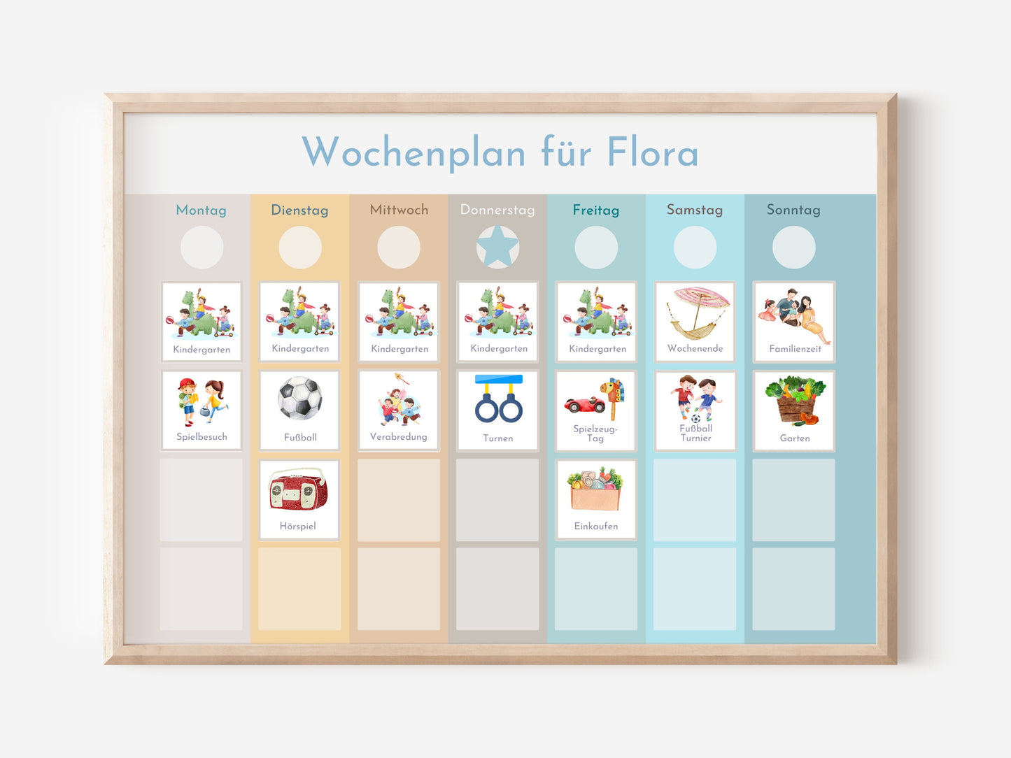 Wochenplan "Beach" mit Name personalisiert, 246 Routine Karten, magnetisch, Montessori Routineplan, Kinder u. Jugendliche, Familie Nordstern