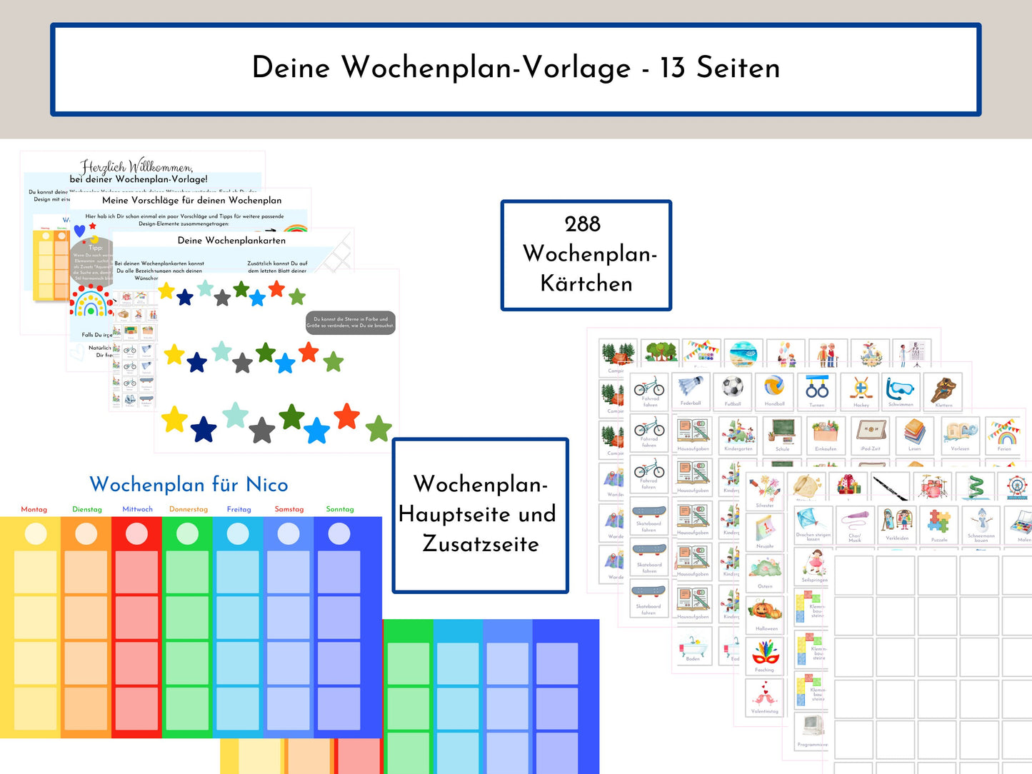Personalisierter Wochenplan "Montessori" für Kinder und Jugendliche, 288 Routine Karten, PDF Sofort-Download, Routineplan nach Montessori
