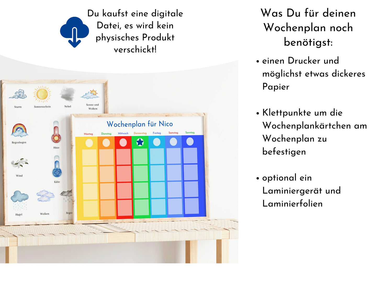 Personalisierter Wochenplan "Montessori" für Kinder und Jugendliche, 288 Routine Karten, PDF Sofort-Download, Routineplan nach Montessori
