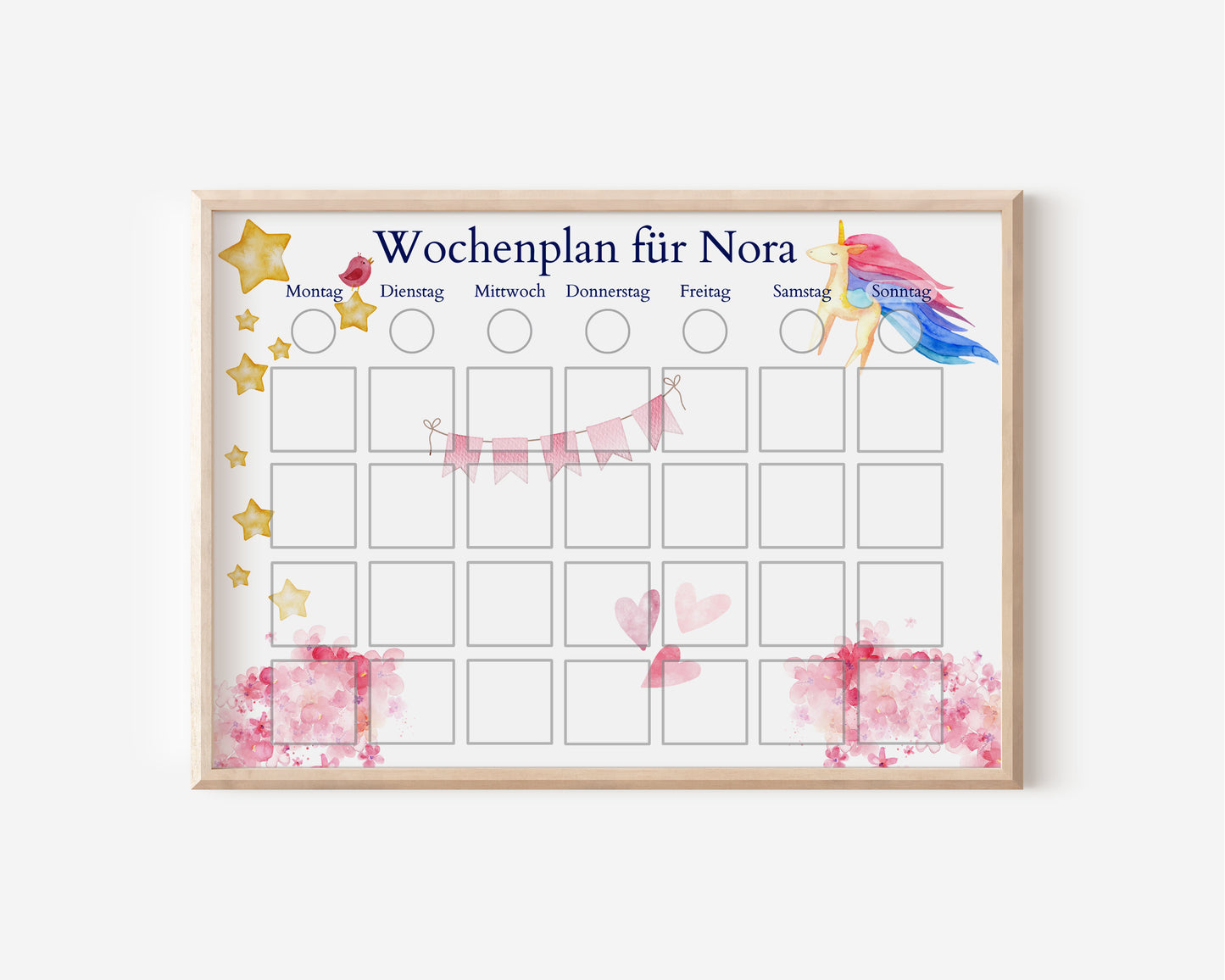 Magnetboard Wochenplan "Einhorn" für Kinder und Teenager, 246 Routine Karten, Neodym-Magnete, Routineplan von Familie Nordstern