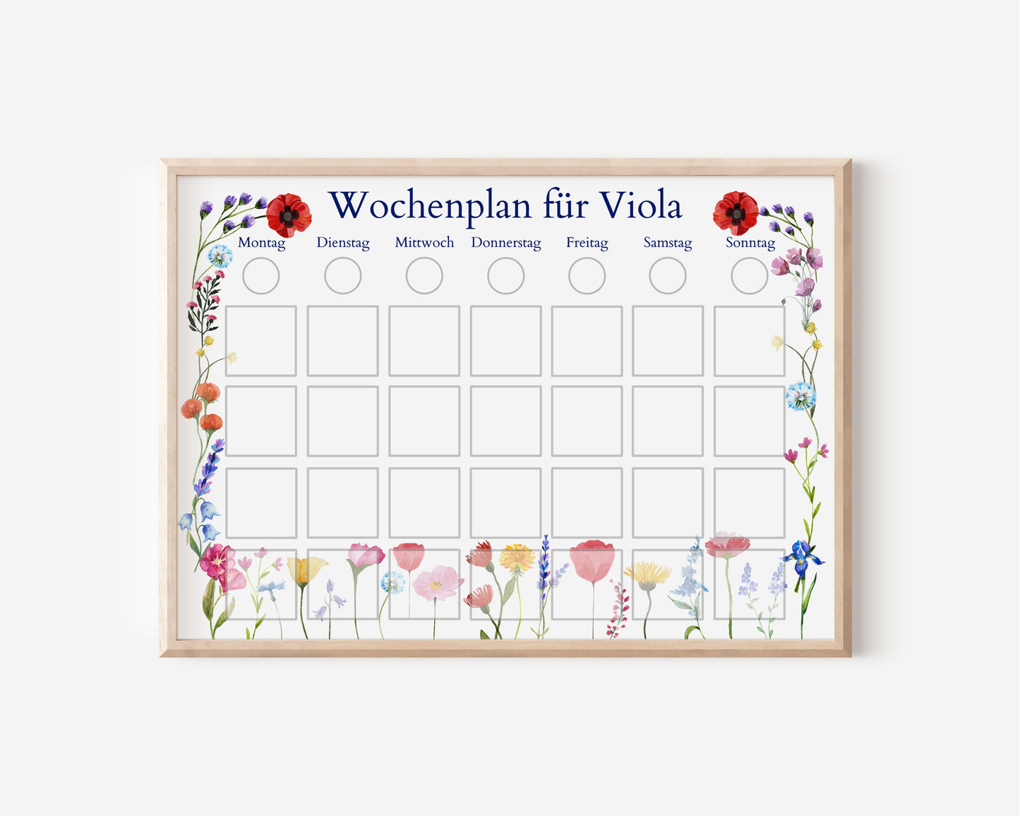 Personalisierter Wochenplan "Blumen" für Kinder und Teenager, 246 Routine Karten, laminiert magnetisch, Routineplan nach Montessori