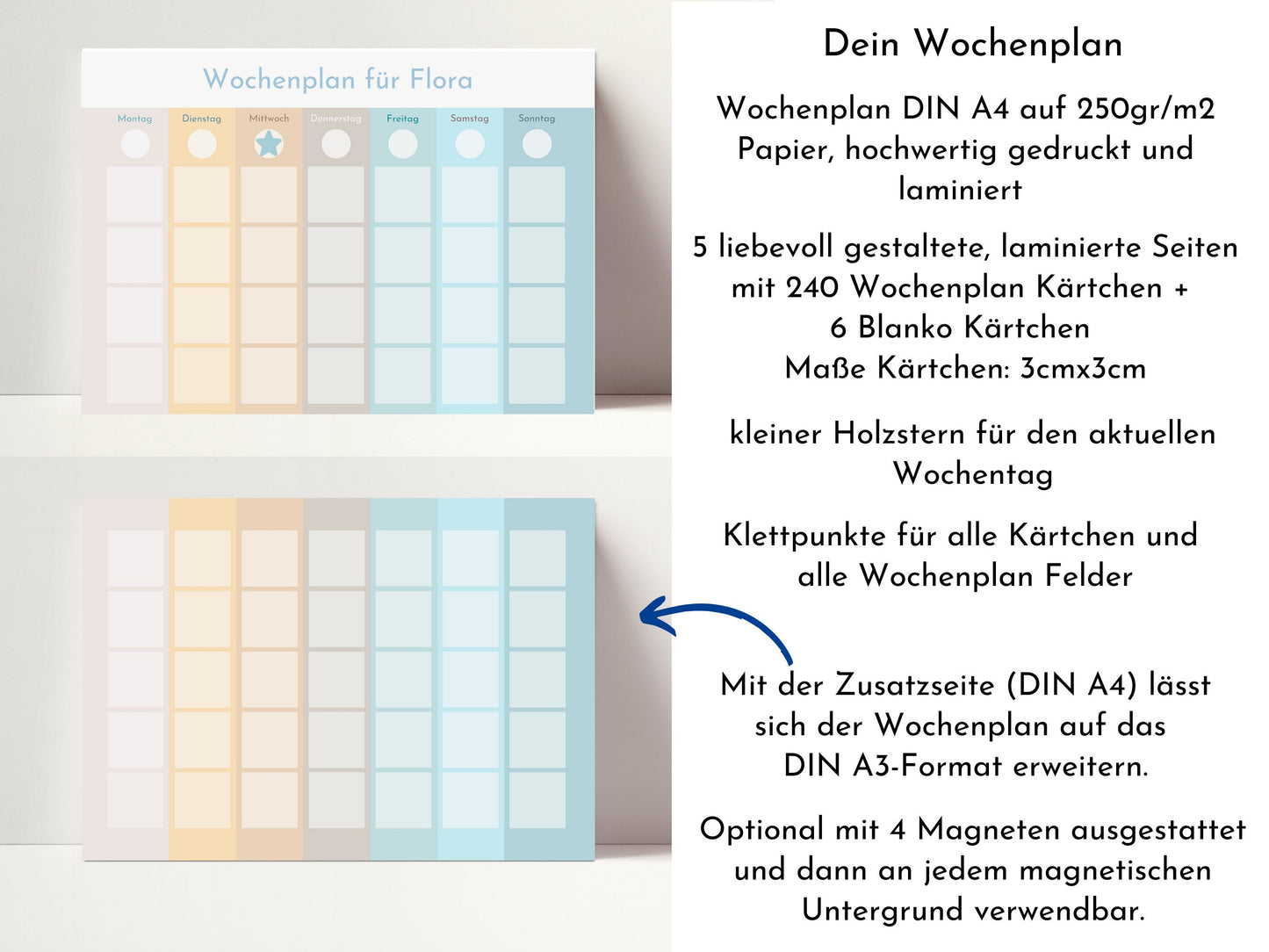 Wochenplan "Beach" mit Name personalisiert, 246 Routine Karten, magnetisch, Montessori Routineplan, Kinder u. Jugendliche, Familie Nordstern