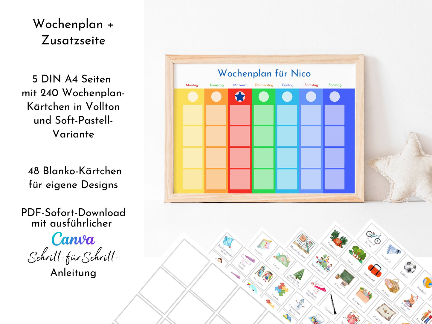 Personalisierter Wochenplan "Montessori" für Kinder und Jugendliche, 288 Routine Karten, PDF Sofort-Download, Routineplan nach Montessori