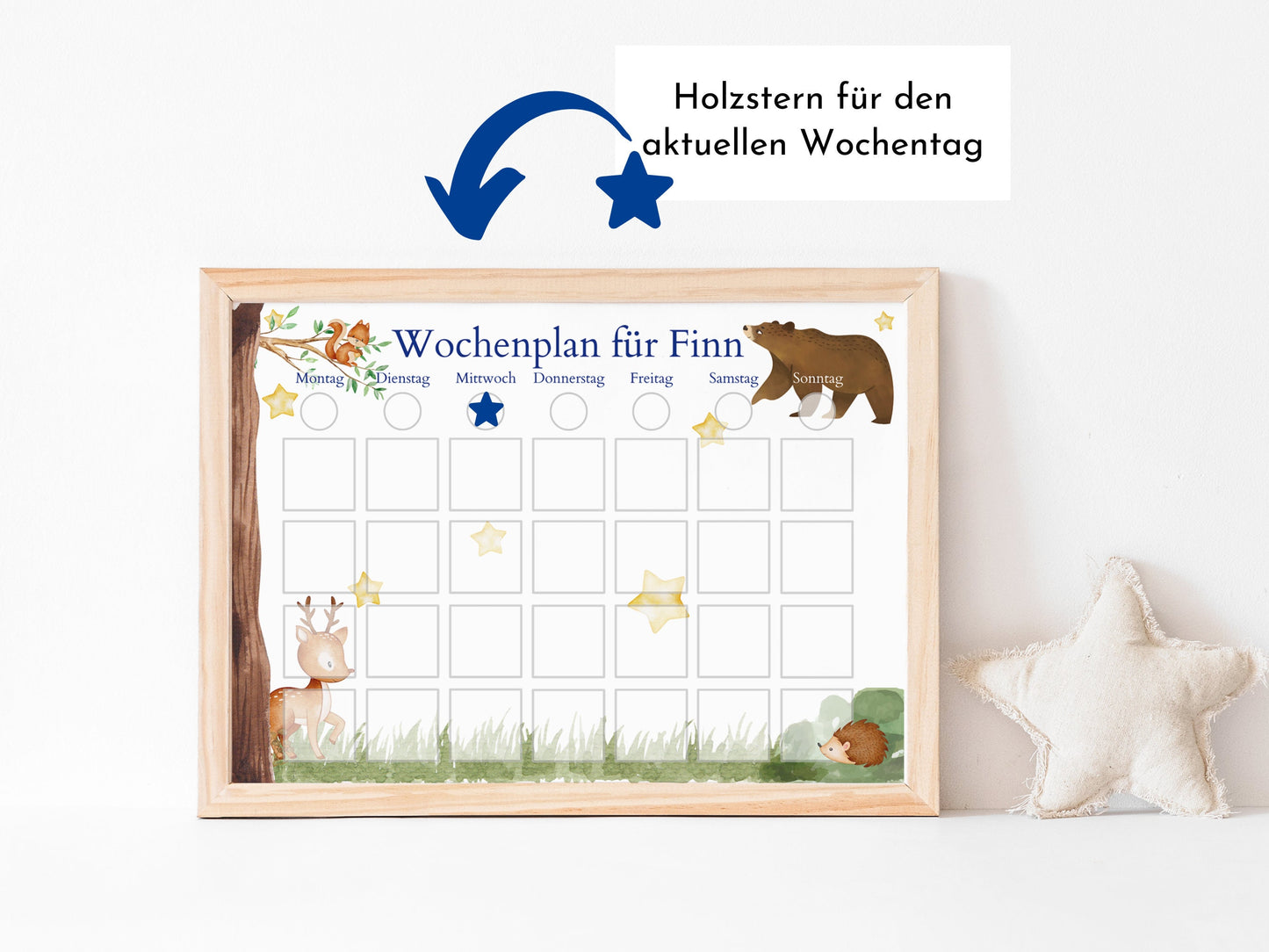 Personalisierter Wochenplan "Bär und Reh" für Kinder, 246 Routine Karten, laminiert, magnetisch, Montessori Kalender von Familie Nordstern