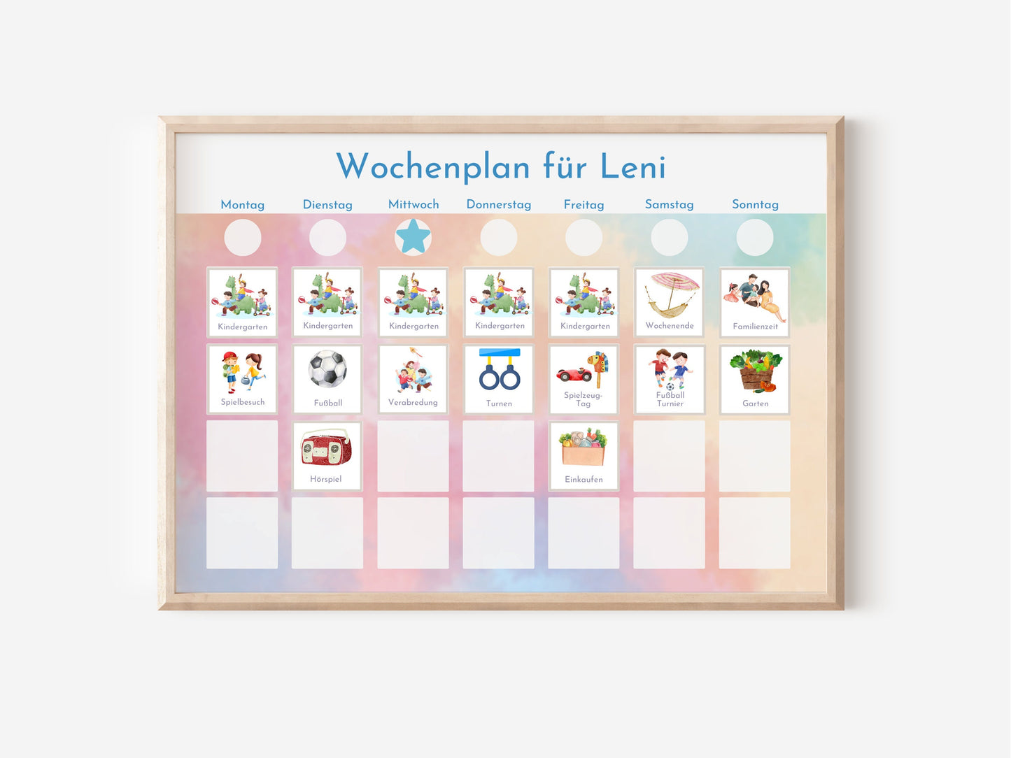Personalisierter Wochenplan "Aquarell", Kinder und Teenager, 246 Routine Karten, Klettpunkte, Montessori Routineplan von Familie Nordstern