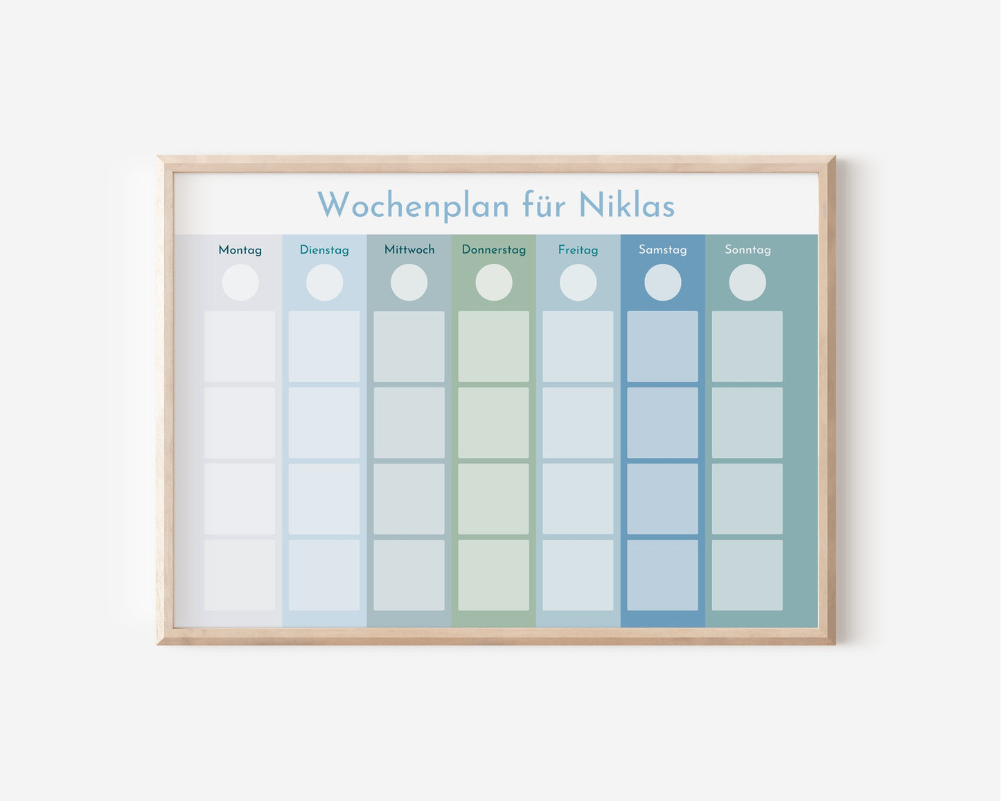 Wochenplan "Ozean" mit 246 Routine Wochenkarten, personalisiert, laminiert, magnetisch, Routineplan für Kinder in Kita und Schule