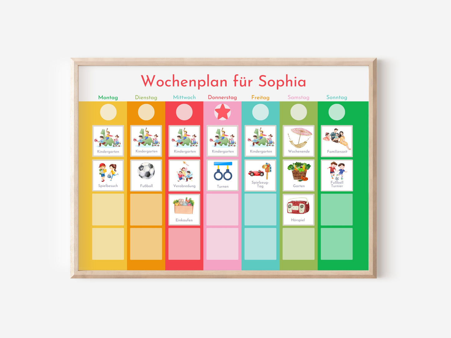 Magnetboard Wochenplan "Frühling" personalisiert, Kinder und Teenager, 246 Routine Karten, Magnete, Montessori Routineplan Familie Nordstern