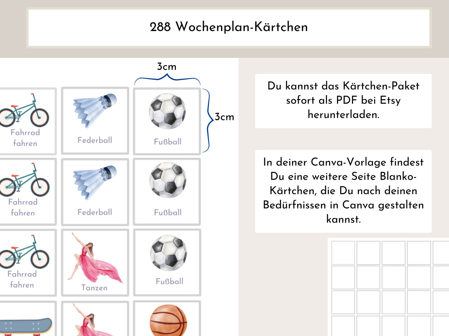 Wochenplan "Salbei und Haselnuss" für Kinder, 288 Routine Karten, Canva-Vorlage und PDF Sofort-Download, Routineplan nach Montessori