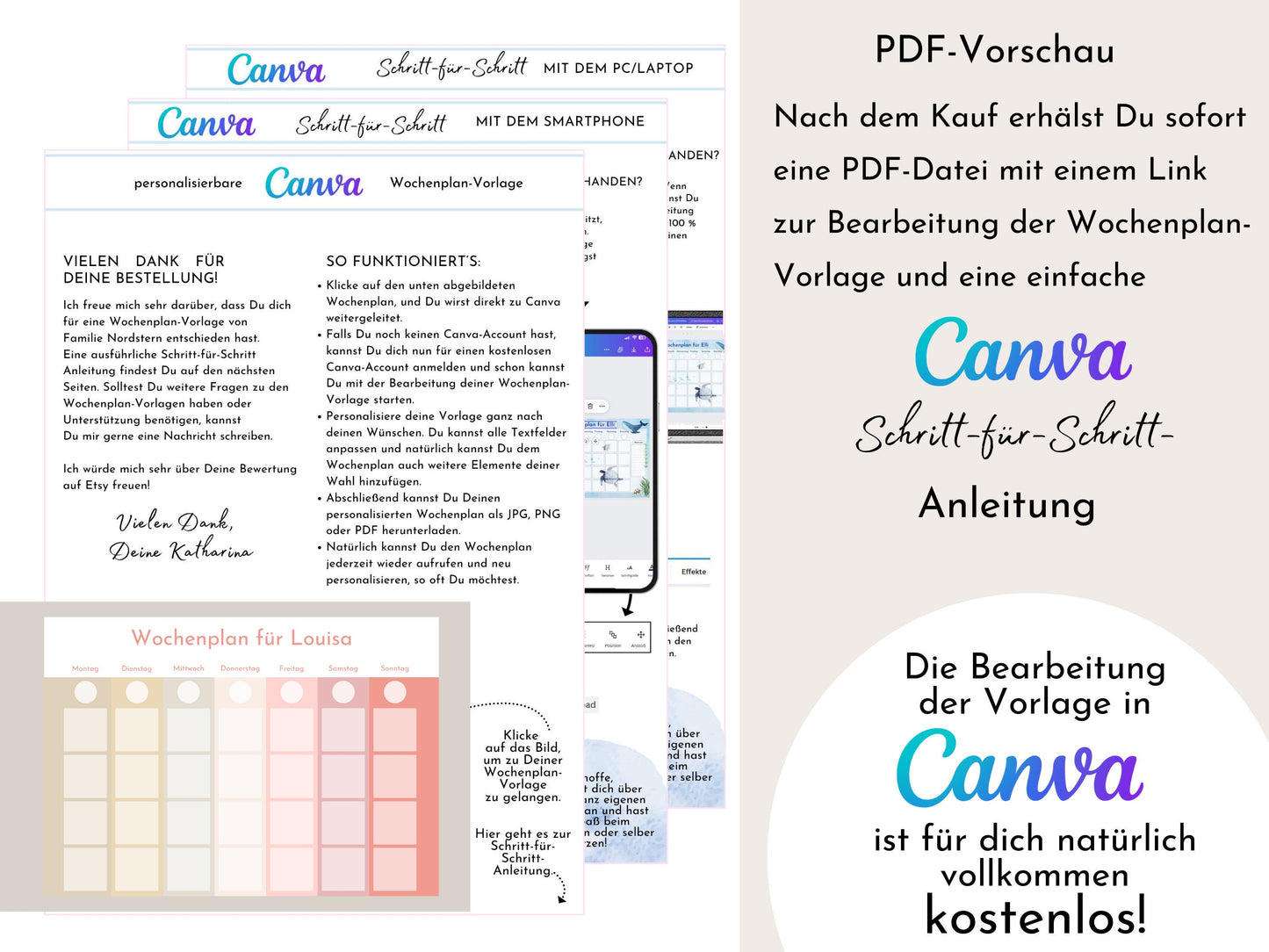 Wochenplan "Erdbeer und Haselnuss" für Kinder, 288 Routine Karten, Canva-Vorlage und PDF Sofort-Download, Routineplan nach Montessori