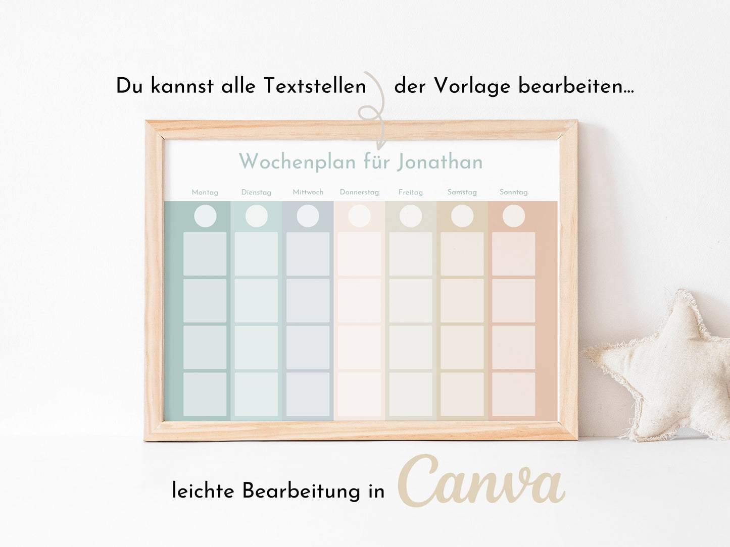 Wochenplan "Salbei und Haselnuss" für Kinder, 288 Routine Karten, Canva-Vorlage und PDF Sofort-Download, Routineplan nach Montessori