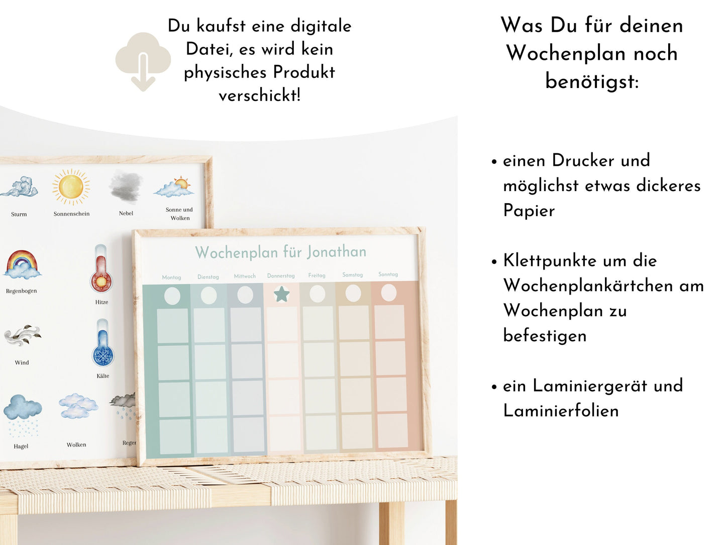 Wochenplan "Salbei und Haselnuss" für Kinder, 288 Routine Karten, Canva-Vorlage und PDF Sofort-Download, Routineplan nach Montessori