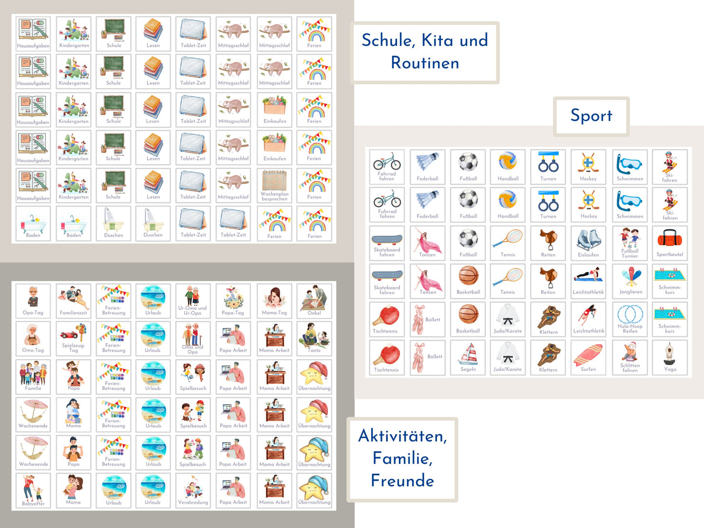 Wochenplan "Seaside" für Kinder, 288 Routine Karten, Canva-Vorlage und PDF Sofort-Download, Routineplan nach Montessori
