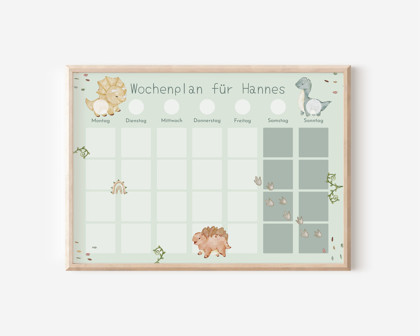 Magnetboard Wochenplan "Dino Babys" personalisiert für Kinder, 246 Routine Karten, Magnete, Montessori Routineplan von Familie Nordstern