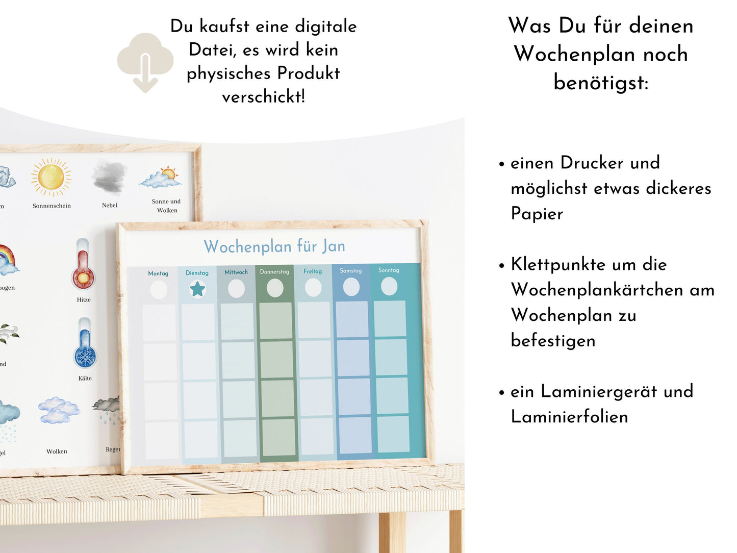 Wochenplan "Ozean" für Kinder, 288 Routine Karten, Canva-Vorlage und PDF Sofort-Download, Routineplan nach Montessori
