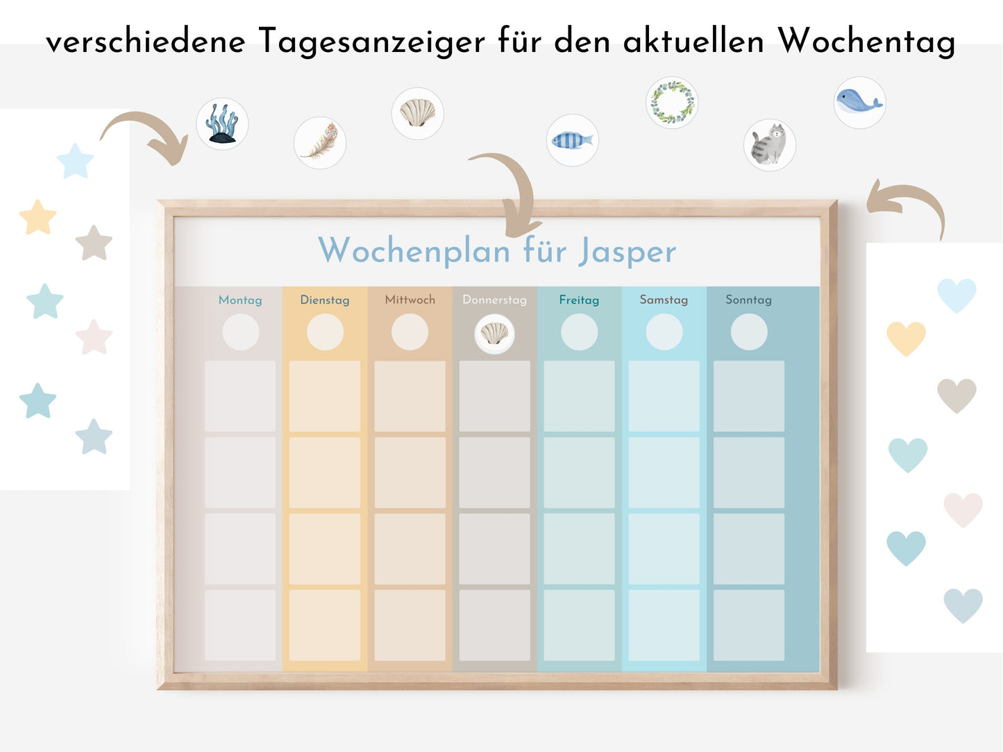 Wochenplan "Beach" für Kinder, 288 Routine Karten, Canva-Vorlage und PDF Sofort-Download, Routineplan nach Montessori
