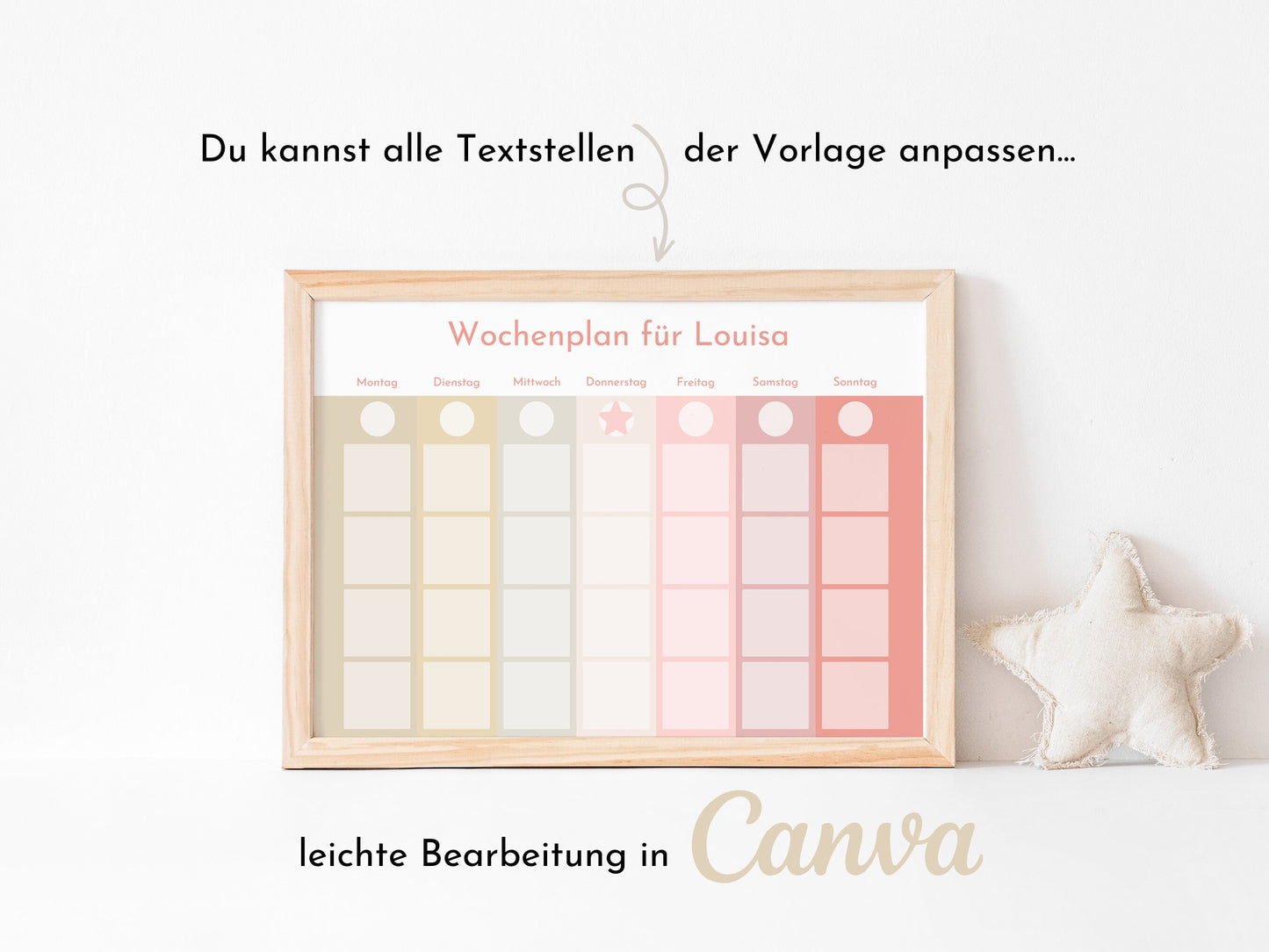 Wochenplan "Erdbeer und Haselnuss" für Kinder, 288 Routine Karten, Canva-Vorlage und PDF Sofort-Download, Routineplan nach Montessori