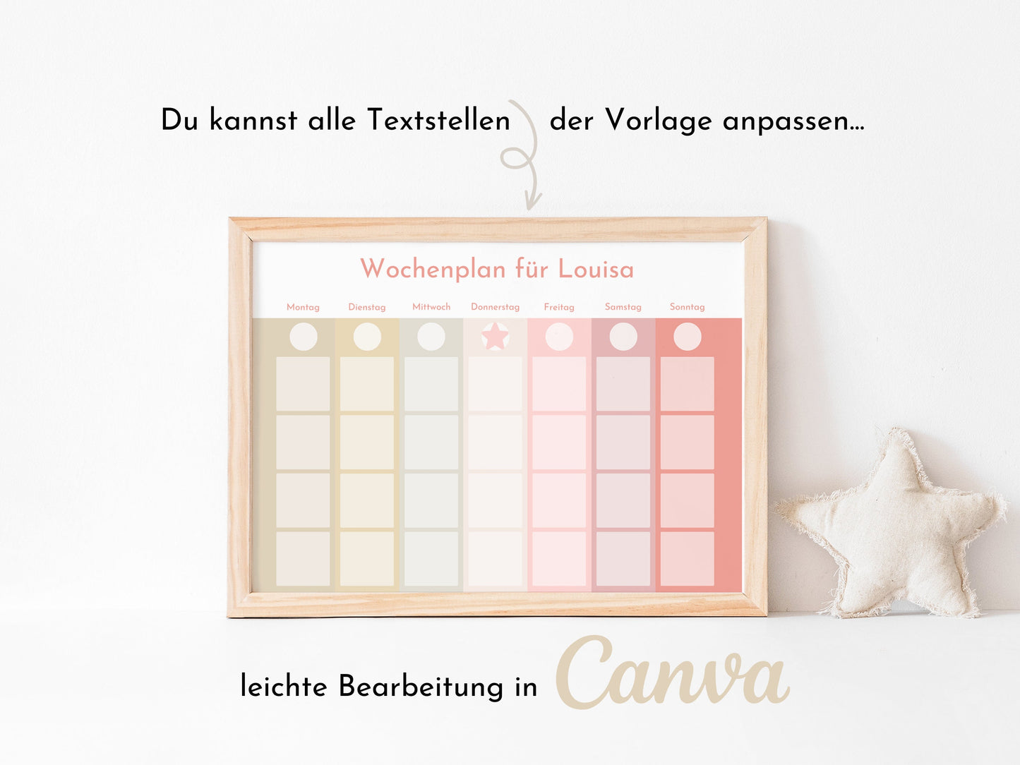 Wochenplan "Erdbeer und Haselnuss" für Kinder, 288 Routine Karten, Canva-Vorlage und PDF Sofort-Download, Routineplan nach Montessori