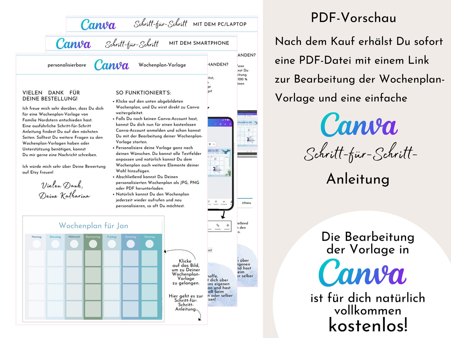 Wochenplan "Ozean" für Kinder, 288 Routine Karten, Canva-Vorlage und PDF Sofort-Download, Routineplan nach Montessori