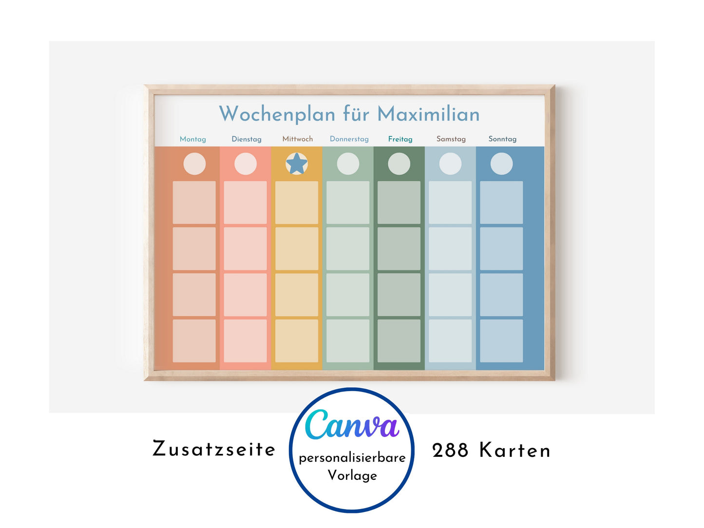 Personalisierter Wochenplan "Himmel und Erde" für Kinder und Jugendliche, 288 Routine Karten, Sofort-Download, Routineplan nach Montessori