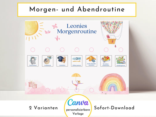 Personalisierte Morgenroutine und Abendroutine "Ballett", Sofort-Download, 60 Routinekarten, Montessori Routineplan von Familie Nordstern