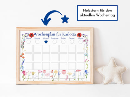 Personalisierter Wochenplan "Blumen" für Kinder und Teenager, 246 Routine Karten, laminiert magnetisch, Routineplan nach Montessori