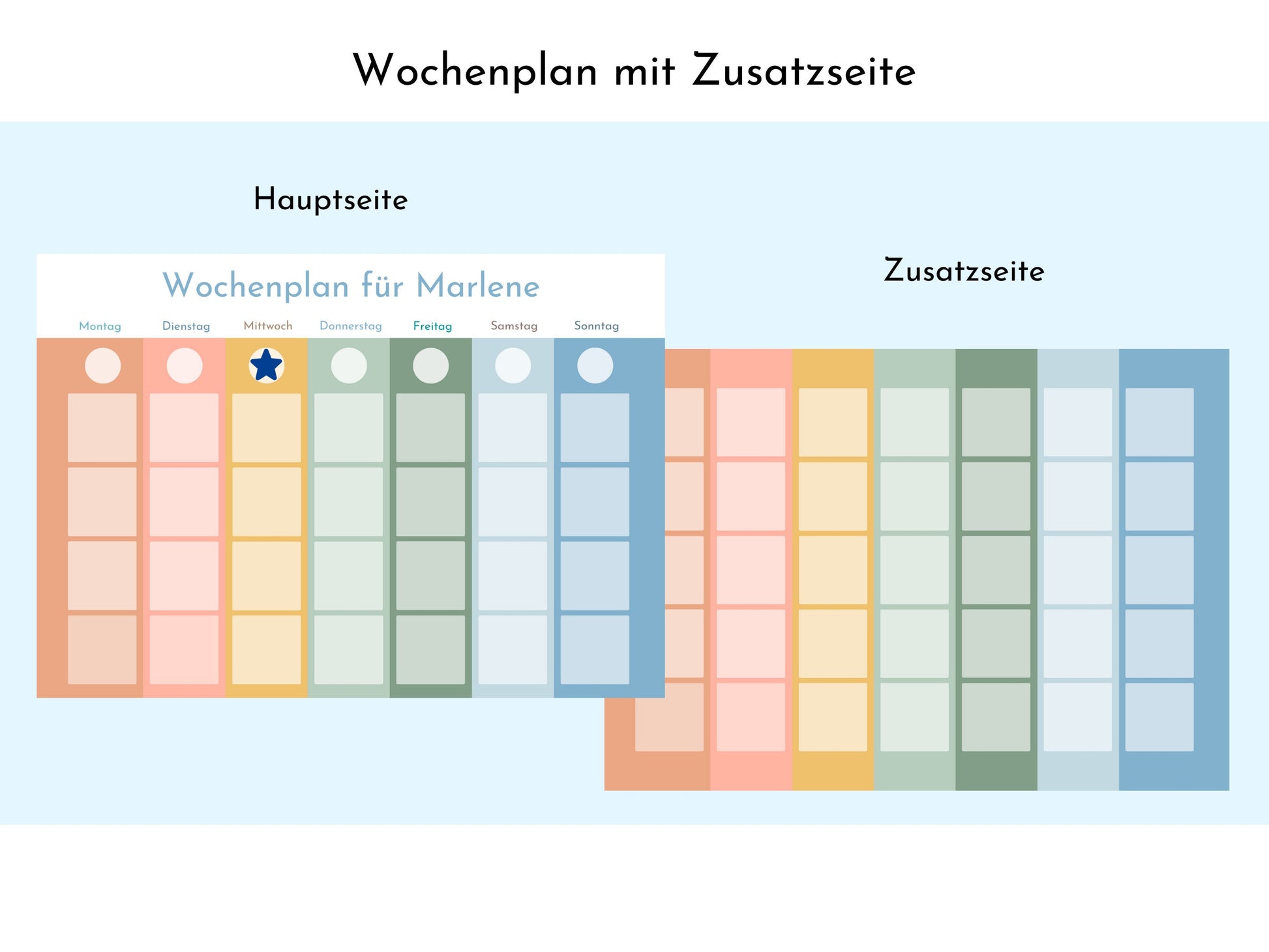 Personalisierter Wochenplan "Himmel und Erde" für Kinder und Jugendliche, 288 Routine Karten, Sofort-Download, Routineplan nach Montessori