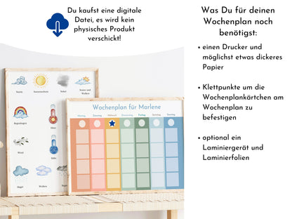 Personalisierter Wochenplan "Himmel und Erde" für Kinder und Jugendliche, 288 Routine Karten, Sofort-Download, Routineplan nach Montessori