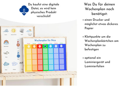 Personalisierter Wochenplan "Montessori" für Kinder und Jugendliche, 288 Routine Karten, PDF Sofort-Download, Routineplan nach Montessori
