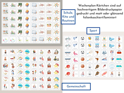 Magnetboard Wochenplan "Bauernhof" personalisiert für Kinder und Teenager, 246 Routine Karten, Neodym-Magnete, Montessori Routineplan