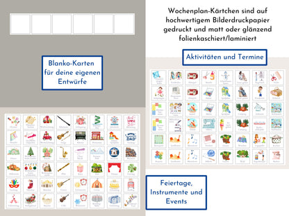 Magnetboard Wochenplan "Bauernhof" personalisiert für Kinder und Teenager, 246 Routine Karten, Neodym-Magnete, Montessori Routineplan