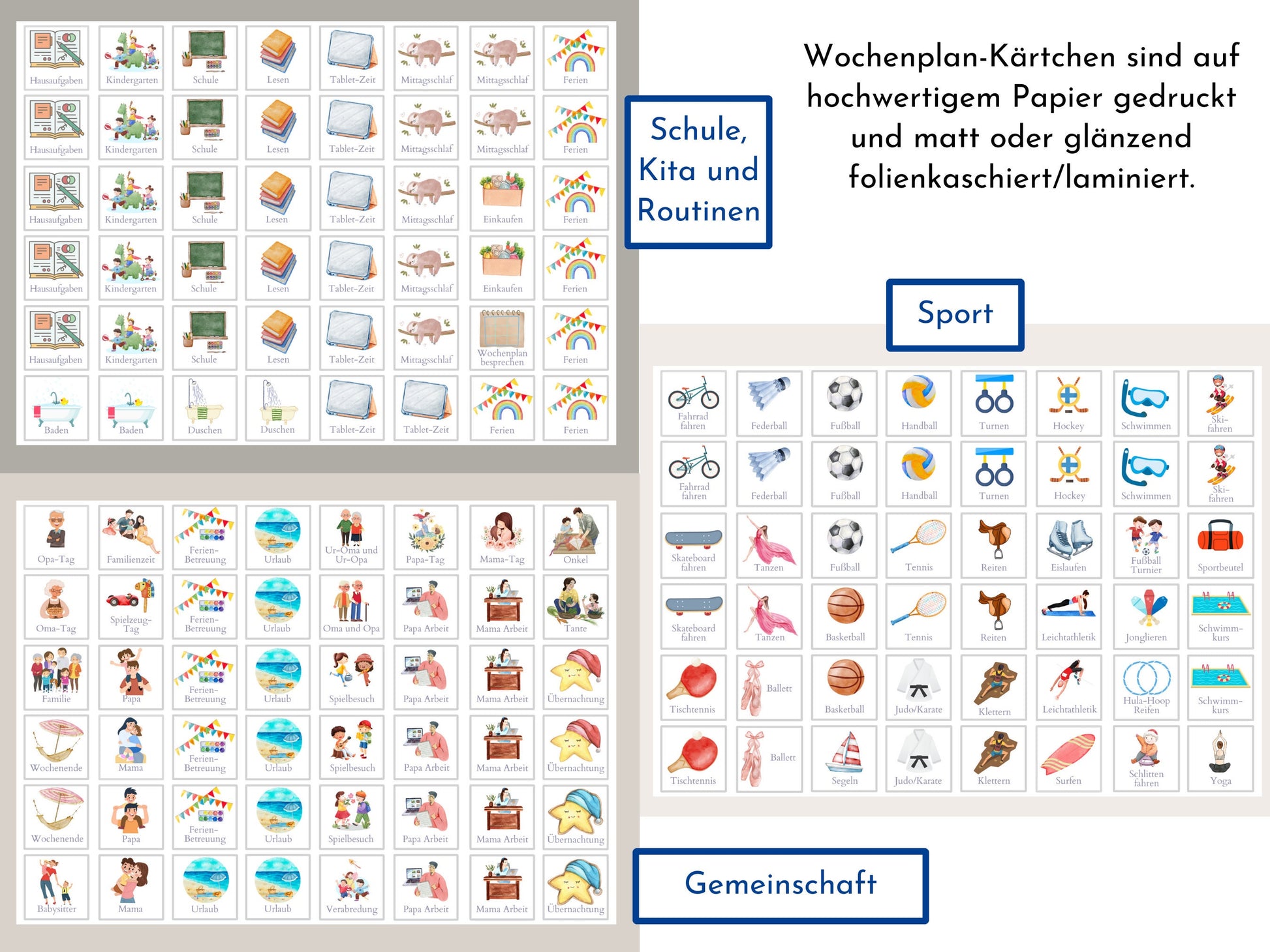 Personalisierter Wochenplan "Dinos und Berge", 246 Routine Karten, Klett laminiert magnetisch, Montessori Routineplan von Familie Nordstern
