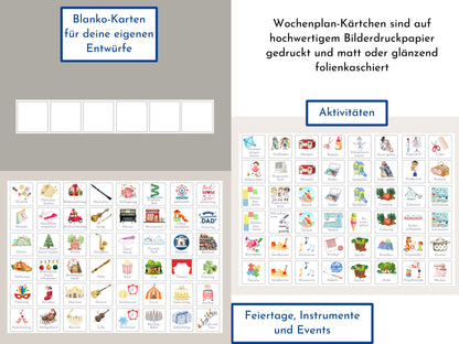 Personalisierter Magnetboard Wochenplan "Erdbeer Haselnuss" für Kinder, 246 Routine Karten, Magnet, Montessori Routineplan Familie Nordstern