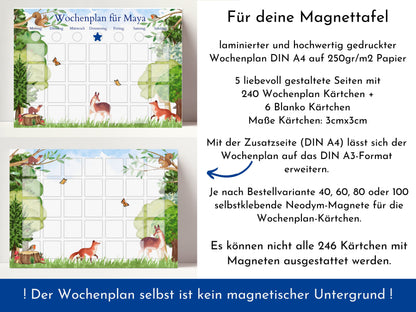 Magnetboard Wochenplan "Wald und Wiese" für Kinder, 246 Routine Karten, Bildkarten, Magneten, Montessori Routineplan von Familie Nordstern