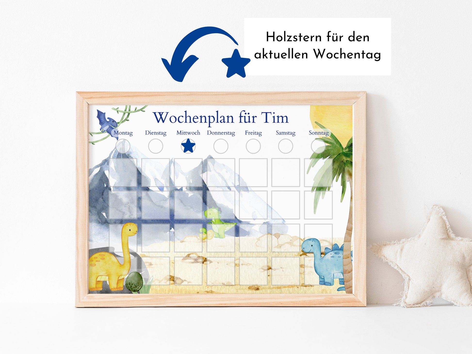 Personalisierter Wochenplan "Dinos und Berge", 246 Routine Karten, Klett laminiert magnetisch, Montessori Routineplan von Familie Nordstern